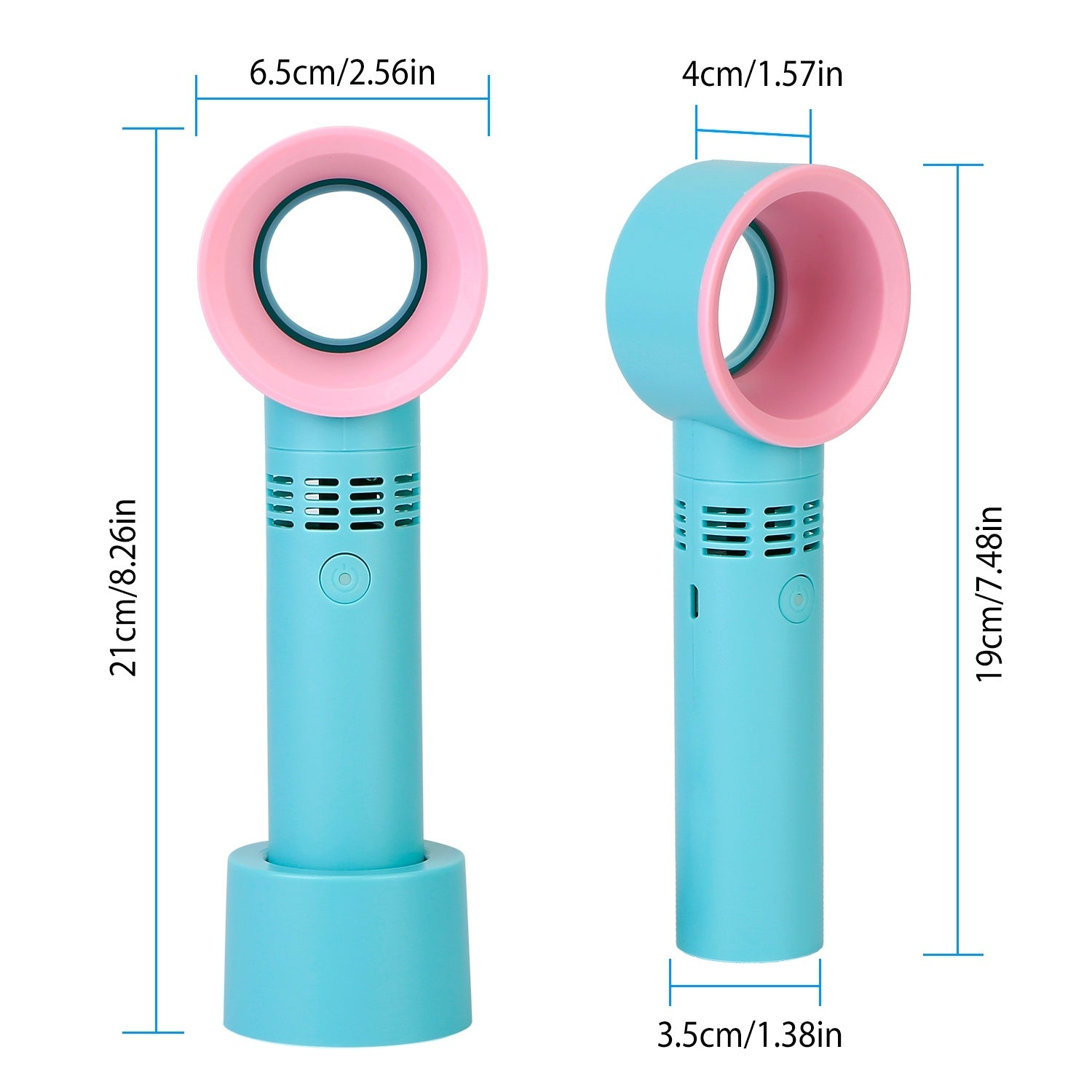 Portable Handheld Bladeless Fan Rechargeable Cooling USB Fan Desktop Use Fan w/ 3 Gears LED Indicator Cooling Fan