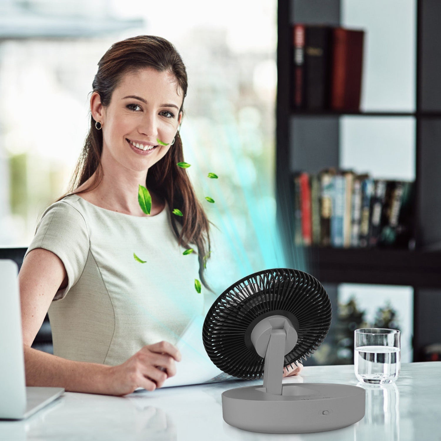 Foldable Rechargeable LED Desk Fan Wall Mounted Fan with Magnetic Remote Hanging Oscillating Fan with 4 Speeds 2 Brightness Time Setting Automatic Rotation