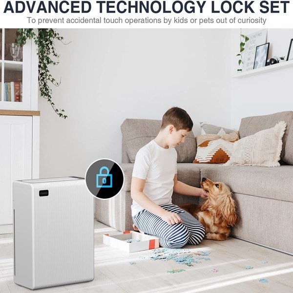 Air Purifiers for Home Large Room; MOOKA H13 True HEPA Filter Air Cleaner; 100% Ozone Free Quiet Air Cleaner for Home; Bedroom and Office; E-300L White