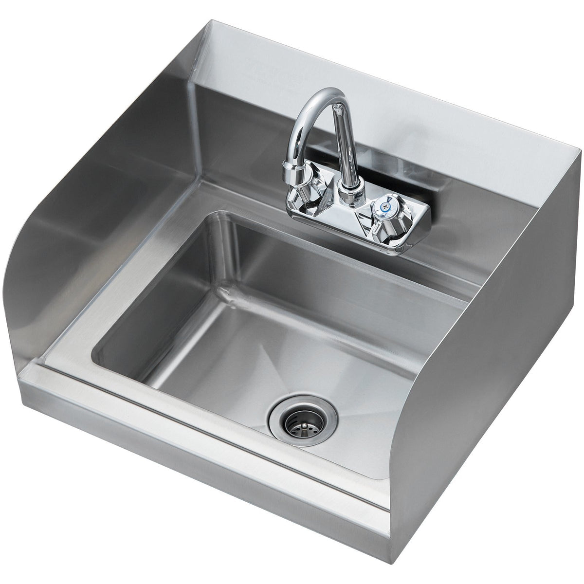 VEVOR Commercial Hand Sink with Faucet and Side Splash, NSF Stainless Steel Sink for Washing, Small Hand Washing Sink, Wall Mount Hand Basin for Restaurant, Kitchen, Bar, Garage and Home