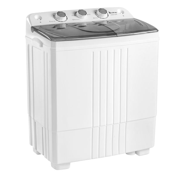 Twin Tub with Built-in Drain Pump XPB45-428S 20Lbs Semi-automatic Twin Tube Washing Machine for Apartment, Dorms, RVs, Camping and More, White&grey US Standard