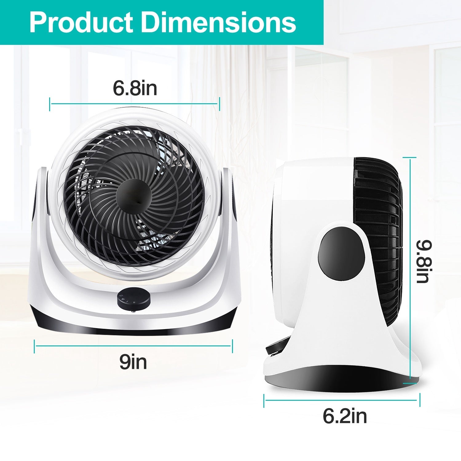 Table Desktop Fan Air Circulator Office Fan with 2 Speeds 270° Adjustable Head USB Plug Play for Room Office Kitchen Office