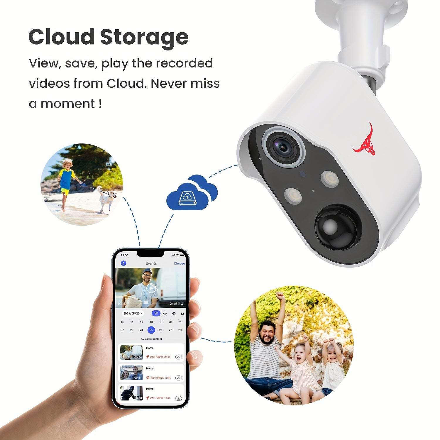 Wireless SolarPowered AI Camera Night Vision 2Way Talk Cloud Storage