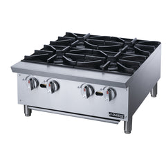 Commercial Gas Hotplate Cooktop in Stainless Steel with Four Lift-Off Burner Hot Plate